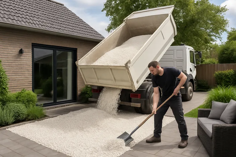 Levering en installatie van Carrara grind